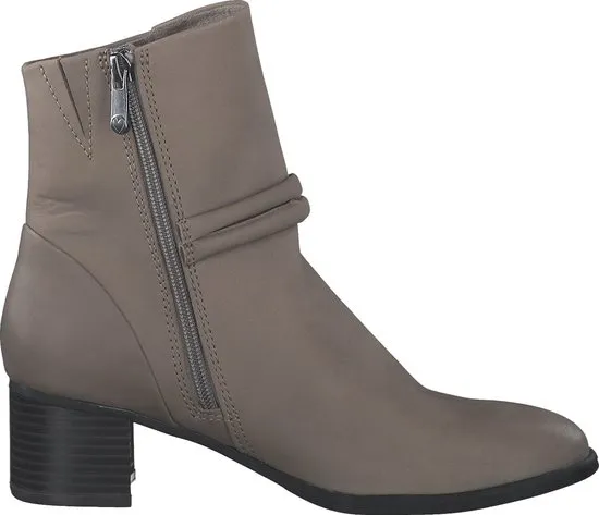 MARCO TOZZI -maat 41- Leather upper and Feel Me insole Dames Boot Heel - TAUPE NUBUCK