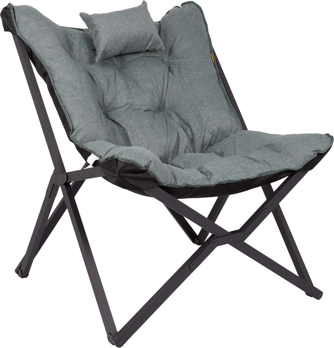 lounge chair, folding chair, gedeelde zitting, stalen frame, donkergrijs