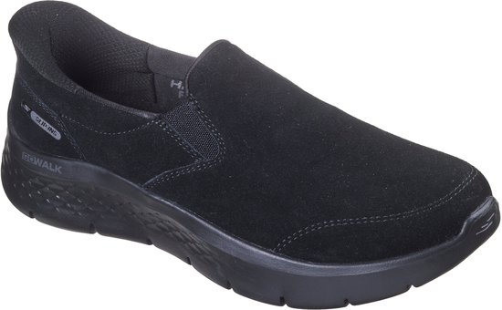 slipper, slip-on, zwart, suede, wandelschoen