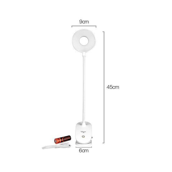 LED Bedlamp met klem - 3 lichtstanden - Draadloze en oplaadbare LED lamp
