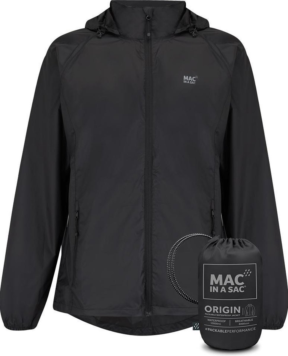 Mac in a Sac -maat L- Origin 2 Regenjas Unisex - Zwart
