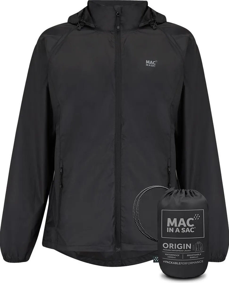 Mac in a Sac -maat L- Origin 2 Regenjas Unisex - Zwart