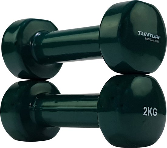 Tunturi Dumbells - 2 x 2 kg - Vinyl - Groen