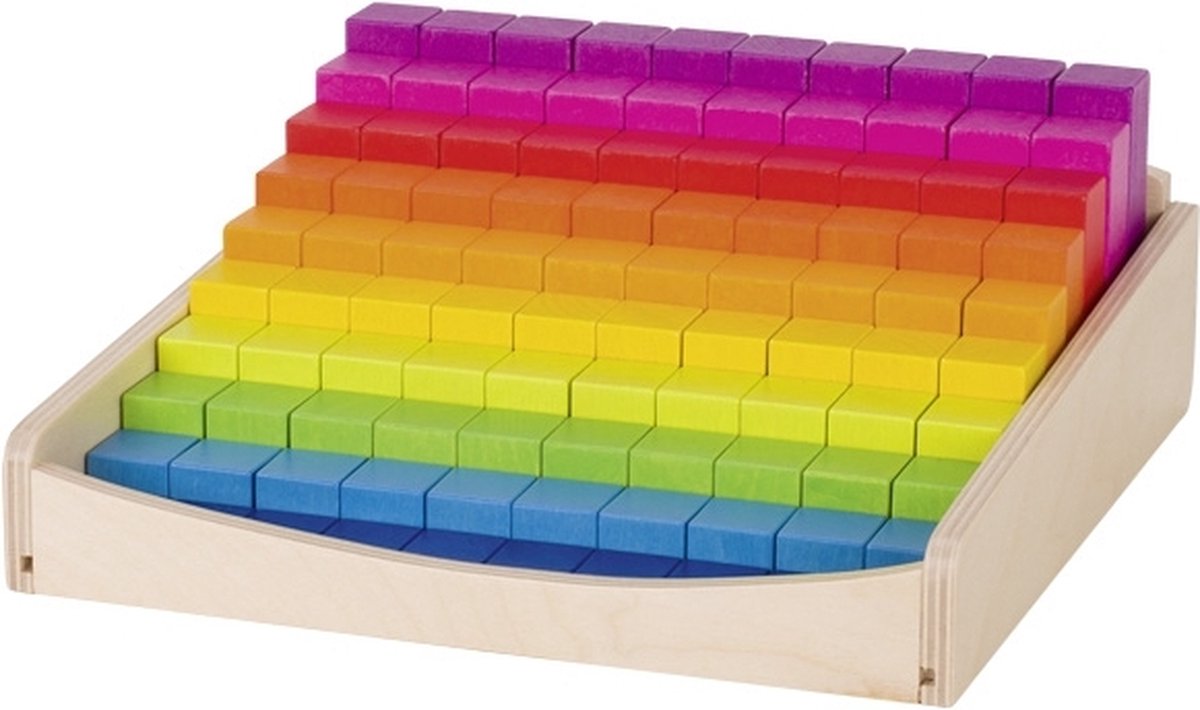 torenblokjes, regenboogkleur, kleurenladder, houten speelstuk, peelblok