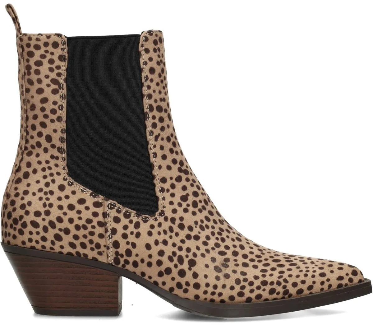 boot, ankle boot, leopard print, mid heel, elastic side panel