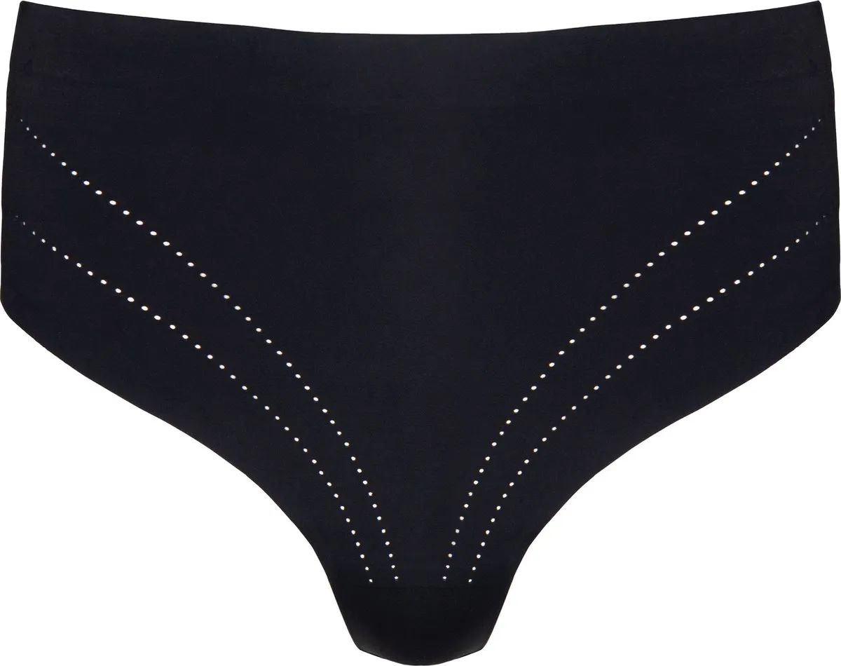 zwart, bikini broek, studs, riemloze onderkant, massieve doek