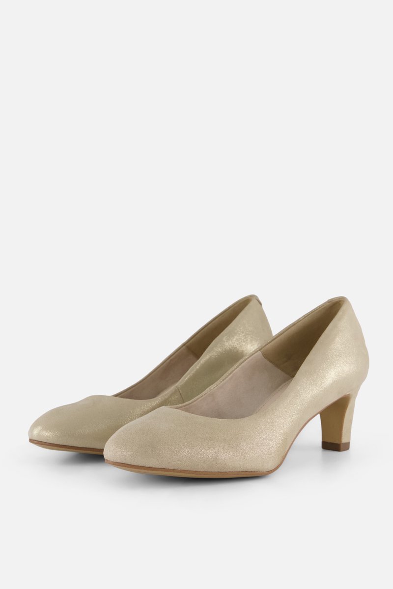 pumps, mid-heel, goud, glitter, leer