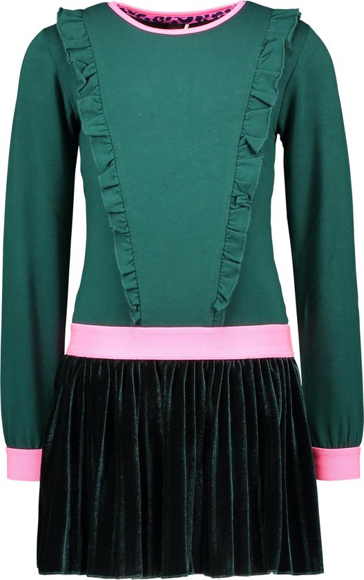 B-nosy  - Maat 128 - Meisjes Jurk - Botanical green