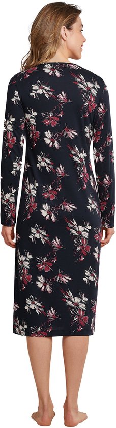 dress, floral, long-sleeve, knee-length, black