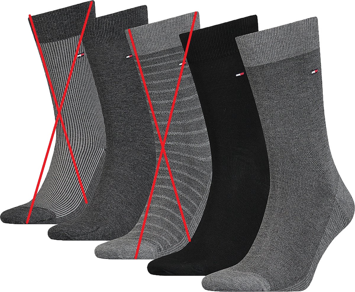 Tommy Hilfiger - Maat: 39-42 - Sock Giftbox Birdeye (5-pack) - heren sokken - grijs