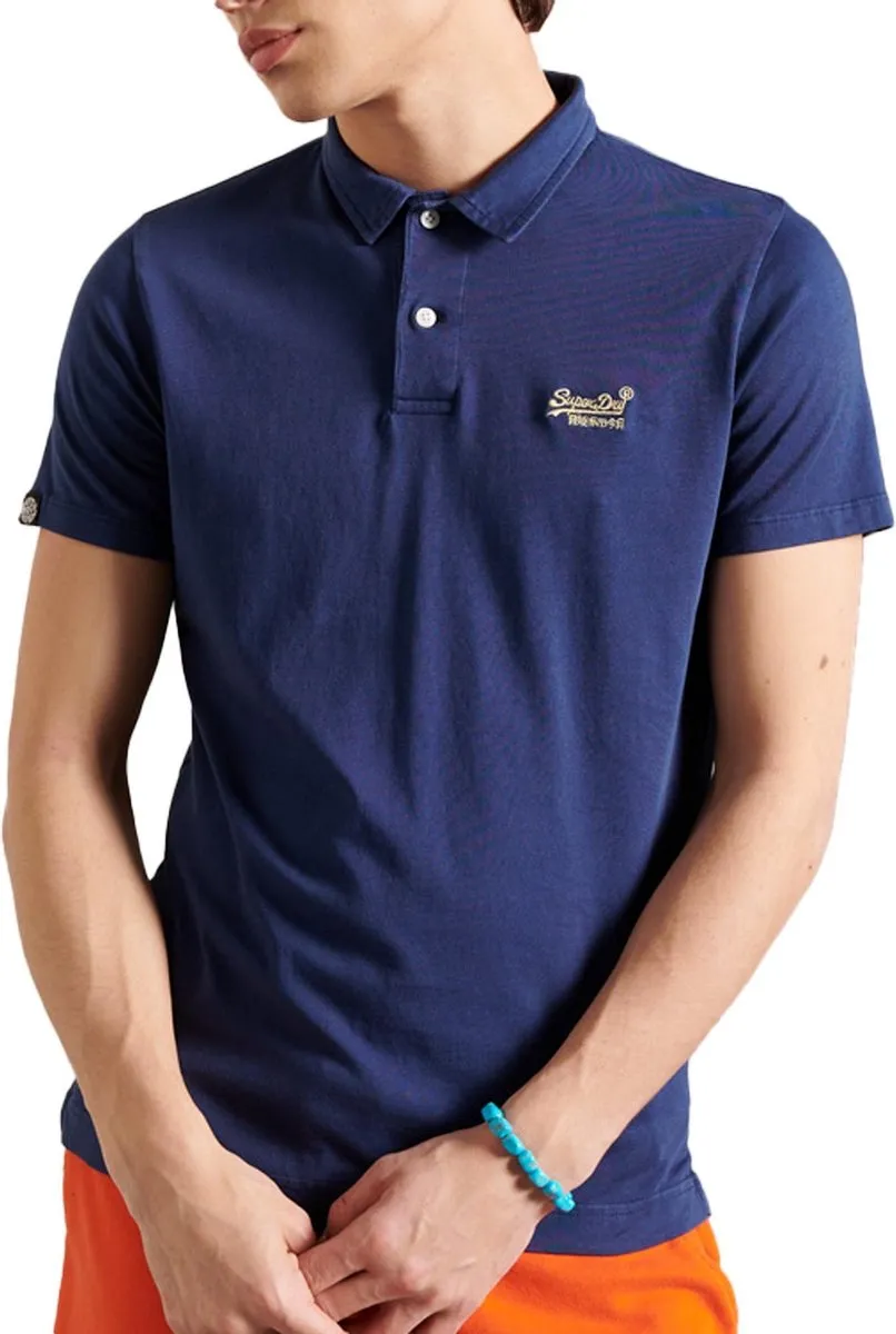 Superdry Maat L - LA Beach Polo Blauw - Modern-fit - Heren Poloshirt