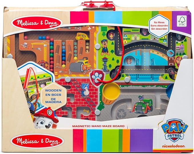 Melissa & Doug 33331 & PAW Patrol Wooden 4-in-1 Magnetic Wand Maze Board Houten speelgoed