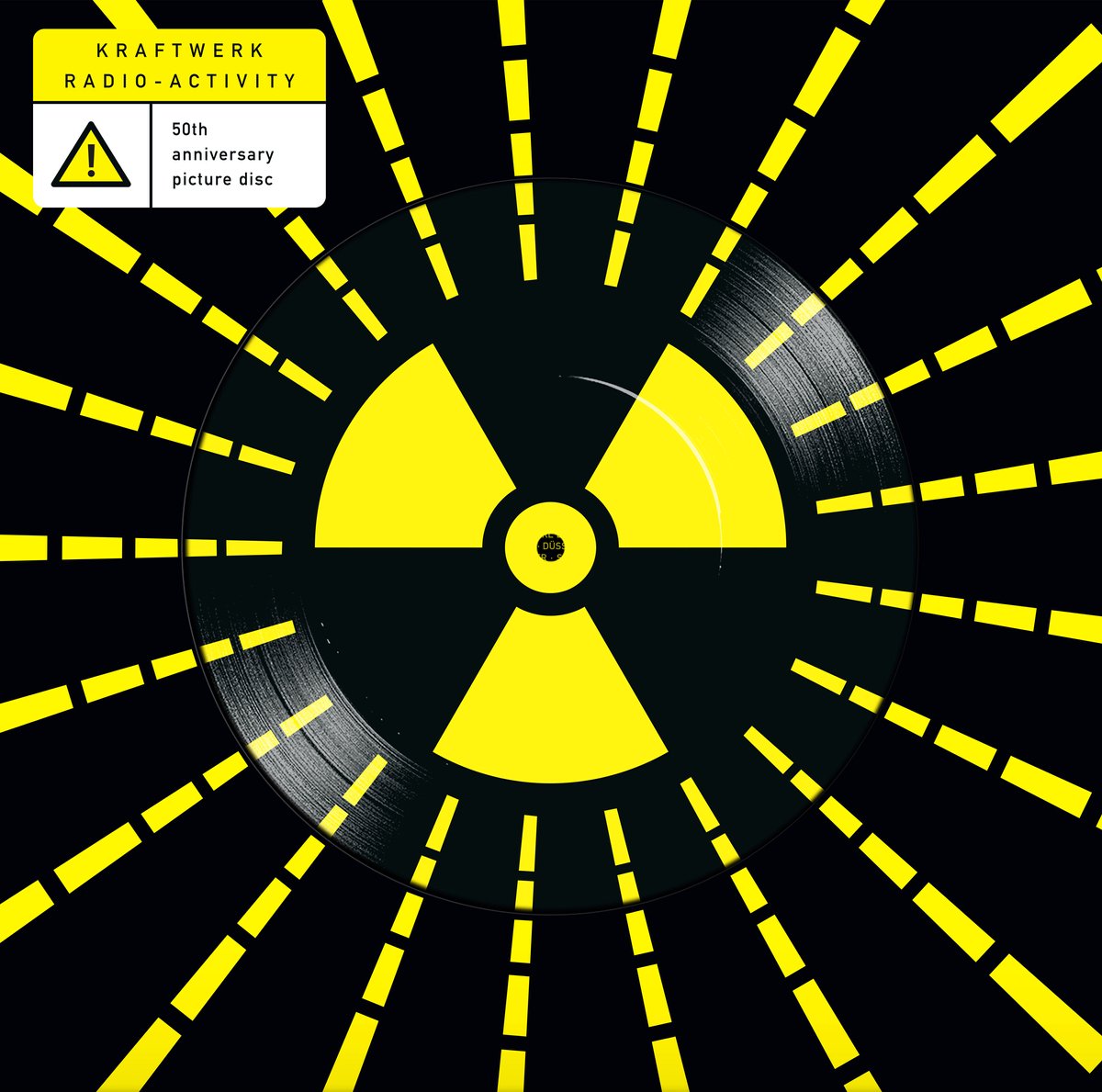 radiation, vinyl disc, radioactivering symbool, geel zwart, grafisch ontwerp
