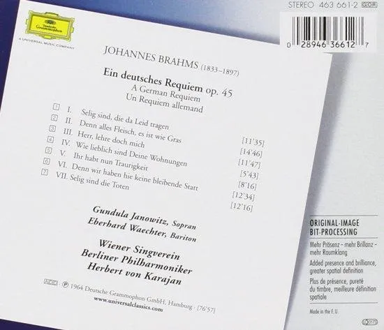 Brahms: Ein Deutsches Requiem / Karajan, Janowitz, Waechter et al - Klassiek - CD