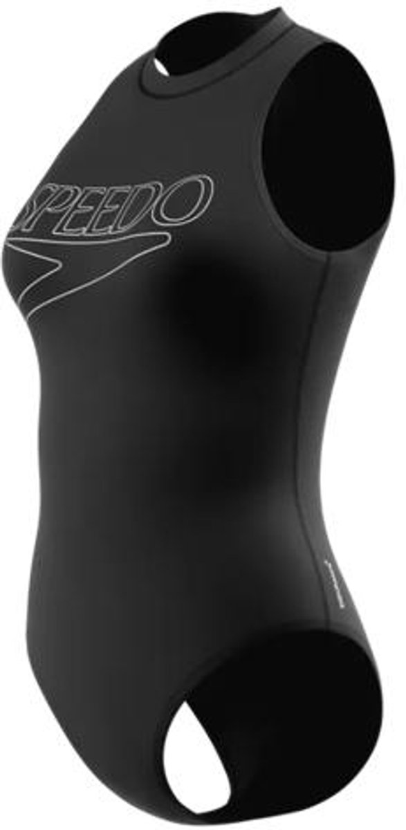 Speedo Endurance Maat 38 + Logo Hydrasuit 1 Piece Dames Sportbadpak - Kleurvast Badpak Dames - Chloorbestendig Zwempak Dames - Sportbadpak Dames met Ritssluiting - Zwart/Wit