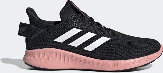 sneaker, sportshoe, black, pink sole, mesh