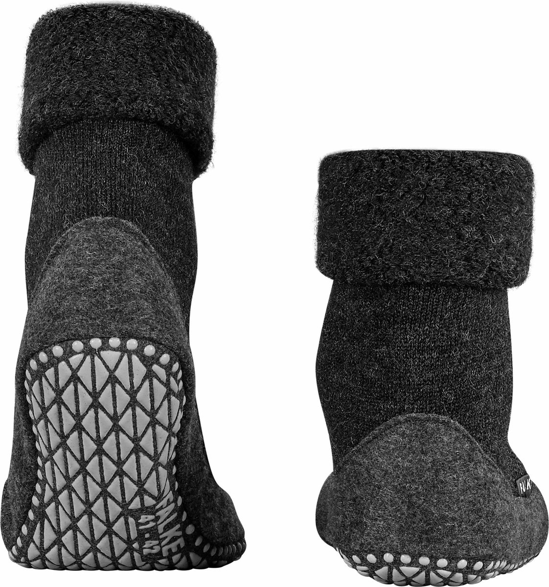 FALKE - Maat 37-38 - Cosyshoe antislip noppen Merino Wol Heren Pantoffels Huissokken grijs