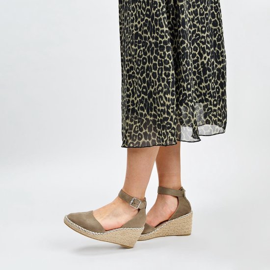PS Poelman - Maat 39 - Espadrilles met Sleehak - Enid - Khaki Groen