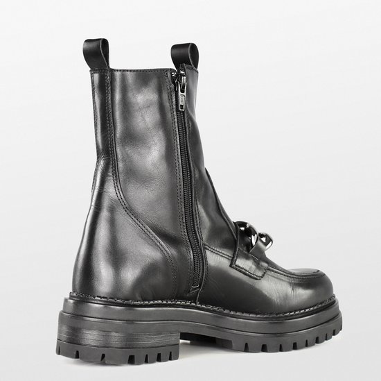 PS Poelman LUNA - maat 40 - Dames Enkel Laarzen met ketting - Zwart