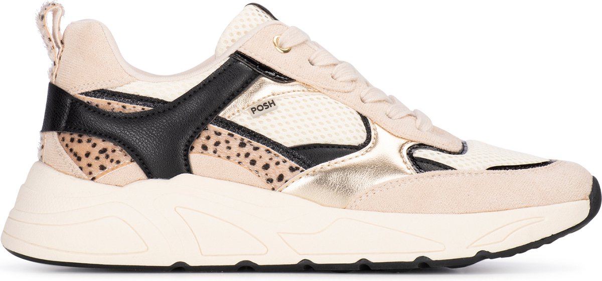 Posh by Poelman - maat 42- CARO Dames Sneaker - Beige met combinatie