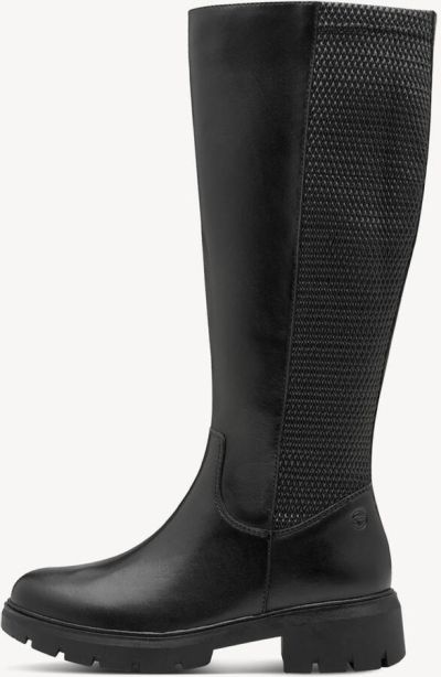 laars, knee-high, zwart, lederen, rug