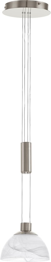 EGLO Montefio - Hanglamp - 1 Lichts - 185mm. - Nikkel-Mat - Alabaster Glas - Wit