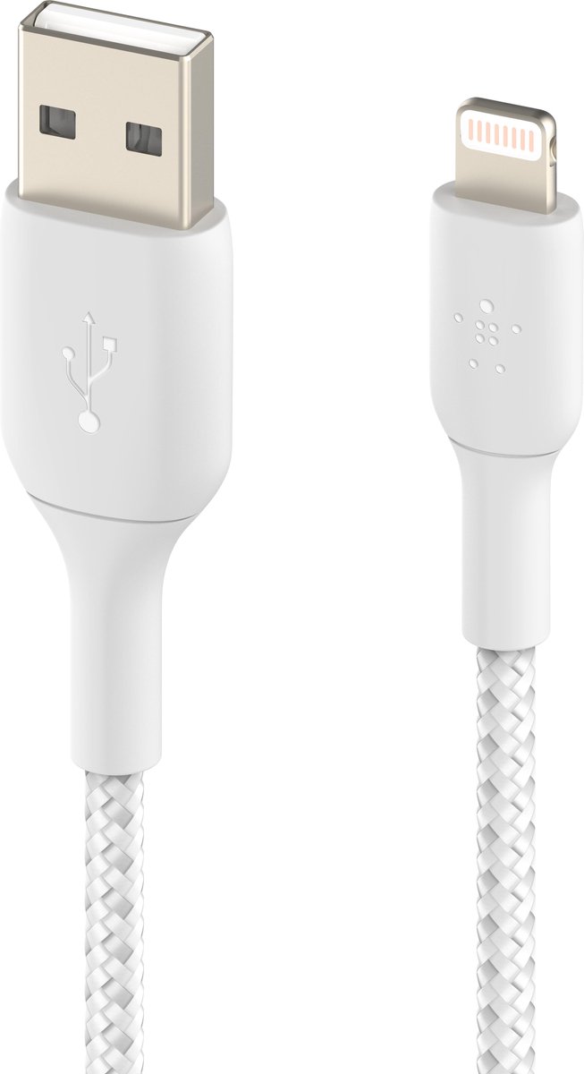 Belkin Braided iPhone Lightning naar USB kabel - 3m - wit