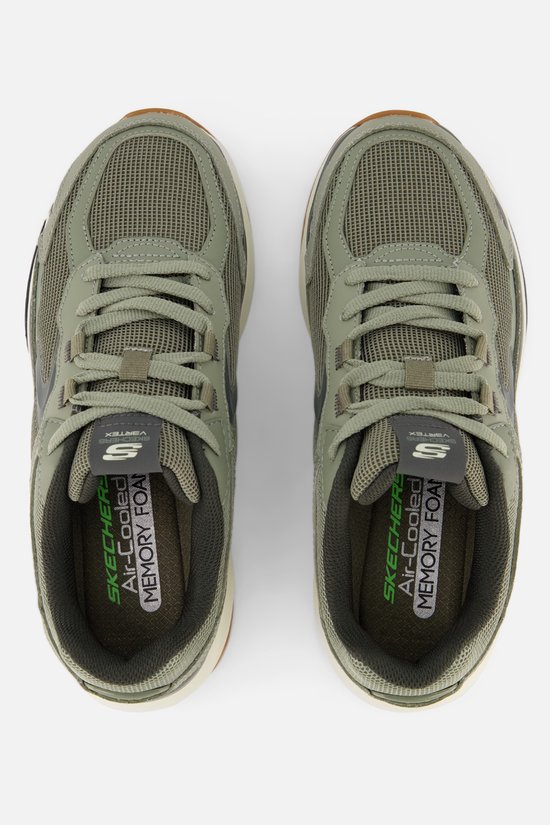 sneakers, loopschoenen, grijs-groen, mesh-bovenkant, memory-foam