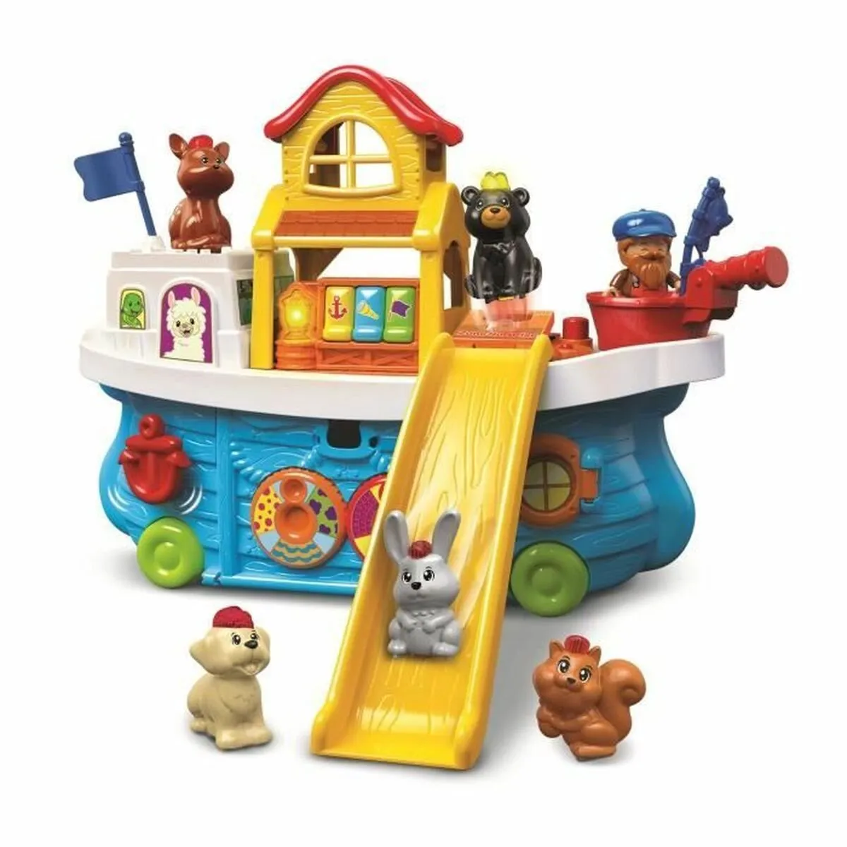speelgoedboot, duinboot, glijbaan, dierenfiguren, kleine dieren