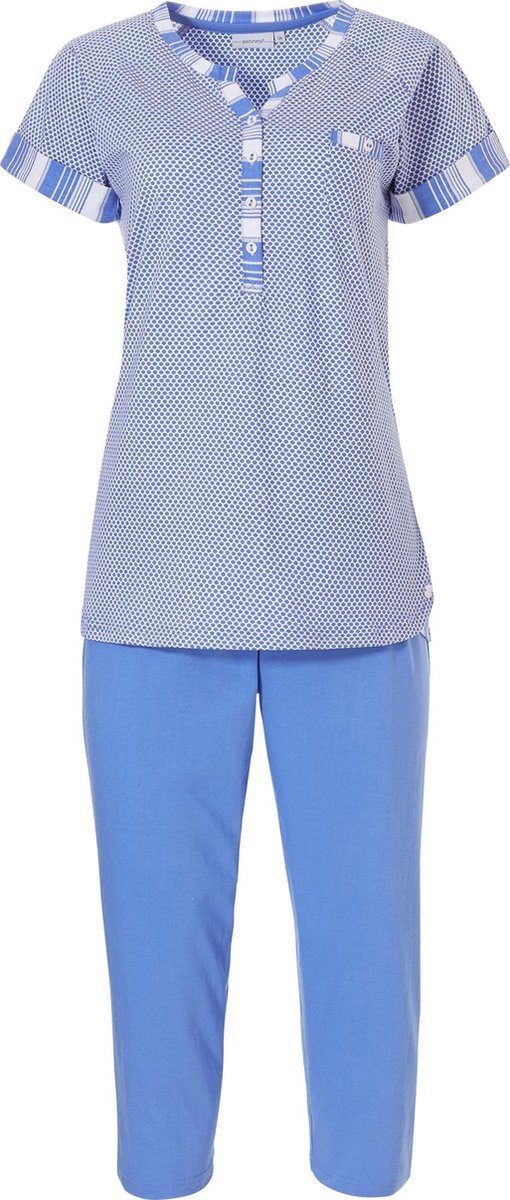 pyjama, t-shirt, korte mouwen, polkadot patroon, lichtblauw