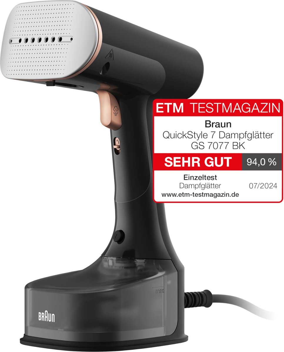 Braun QuickStyle 7 - GS7077BK - Kledingstomer - Zwart - Handstomer met Borstel en deurhaak