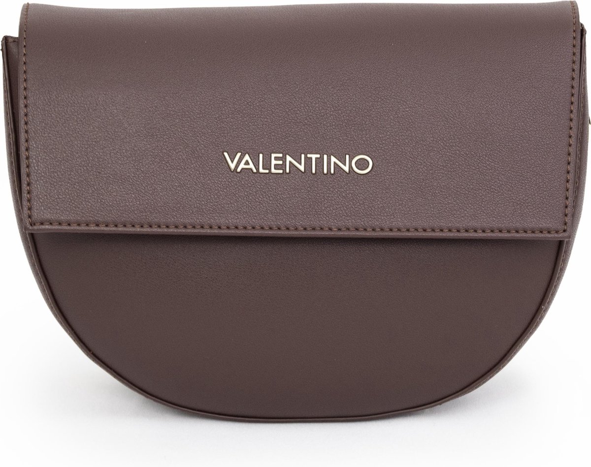 handtas, leren, bruine tas, oval vorm, valentino-logo