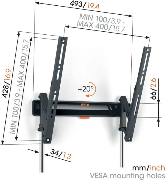 Vogels TVM 3415 TV-beugel 81,3 cm (32) - 165,1 cm (65) Kantelbaar