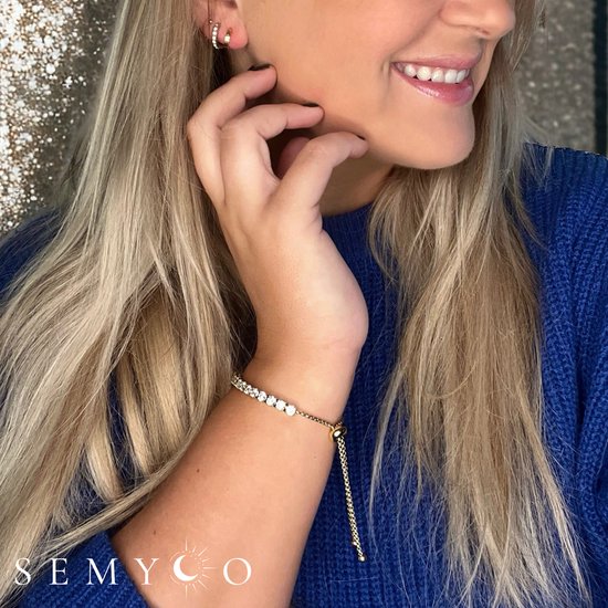 Tennis Armband Dames  - Verstelbare Tennisarmband - Goudkleurig - Stijlvol - Cadeau Vriendin M