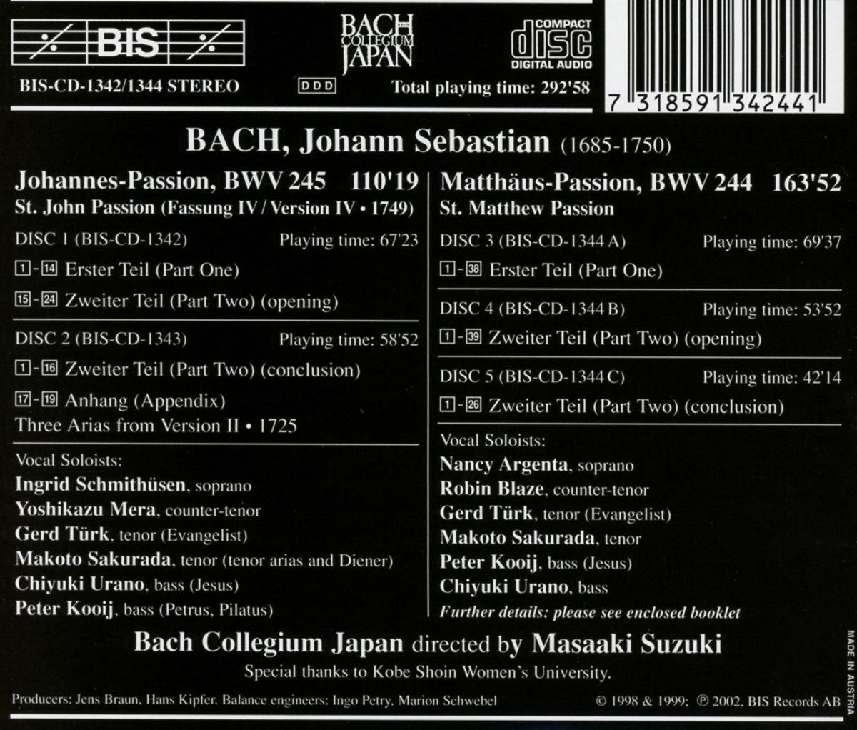 Bach Collegium Japan - St. John Passion/St. Matthew Passio (5 CD)