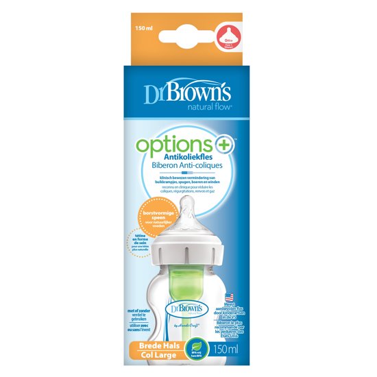 Dr. Brown's Options+ Anti-colic Bottle | Brede Halsfles 150 ml