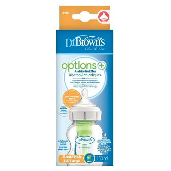 Dr. Brown's Options+ Anti-colic Bottle | Brede Halsfles 150 ml