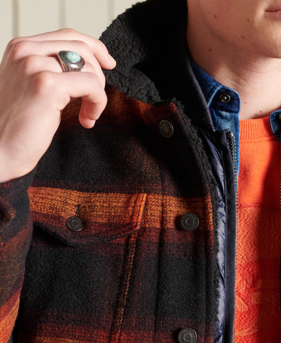 Superdry Heren Wollen Highwayman Trucker jas - 3XL - met sherpa