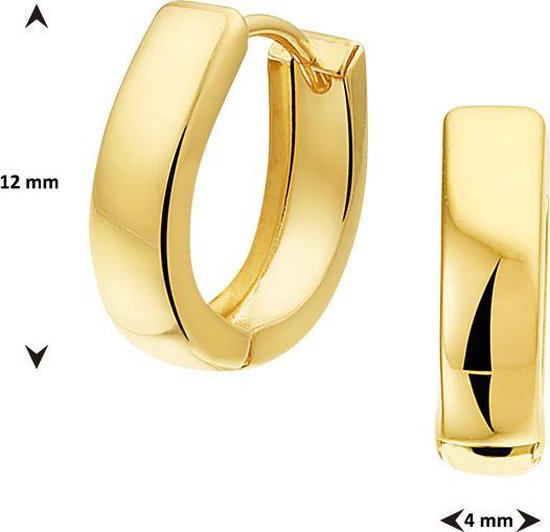 The Jewelry Collection - Klapoorringen Vlak 4,0 mm - Goud