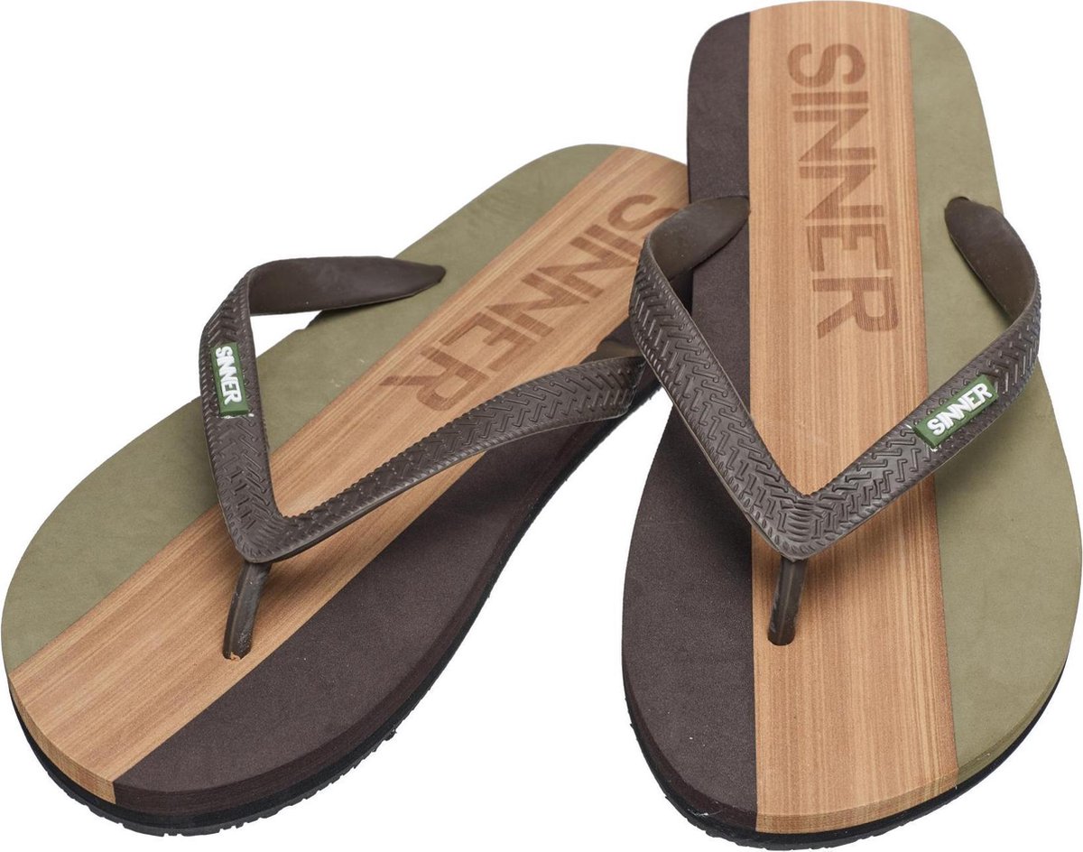 SINNER Capitola Heren Slippers - 41 - Donker groen/Licht bruin
