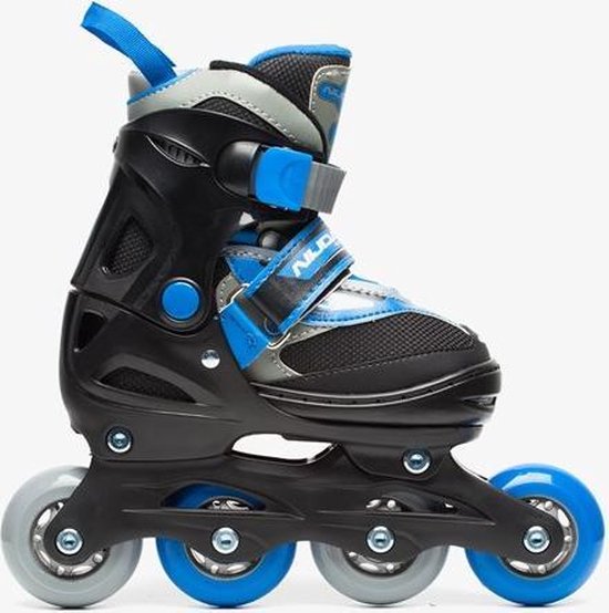 Nijdam Junior Inlineskates - Semi-Softboot - Zwart/Blauw/Grijs - 30