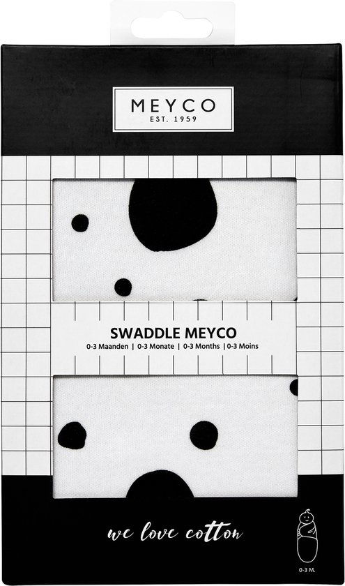 Meyco Baby Dots swaddlemeyco inbakerdoek - black - 0-3 maanden - 1.0 TOG
