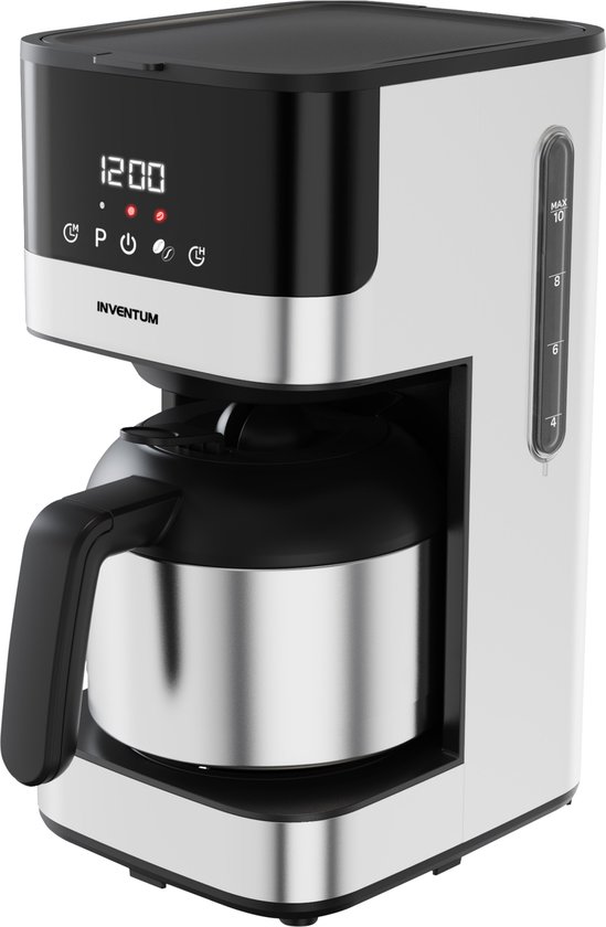 Inventum KZ818D - Koffiezetapparaat - 1,2 liter - 10 kopjes - Filter 1x4 - Thermoskan - Display met timer - Filterkoffie - RVS/Zwart