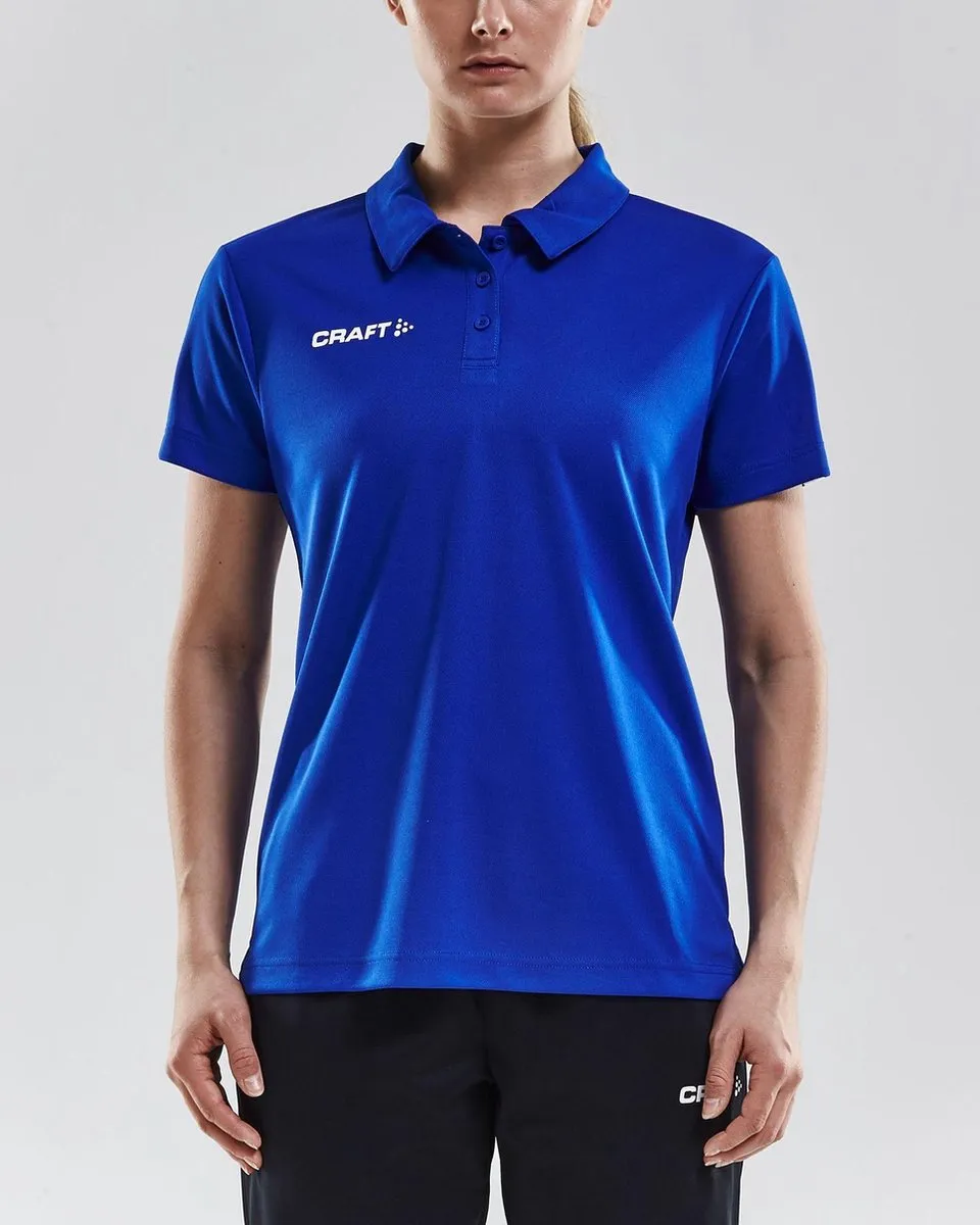 Craft Progress Polo Pique dames Sportpolo - Maat M - Vrouwen - blauw/wit