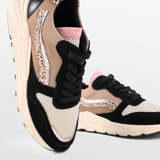 sneakers, mesh, suede, sleek sole, multicolor