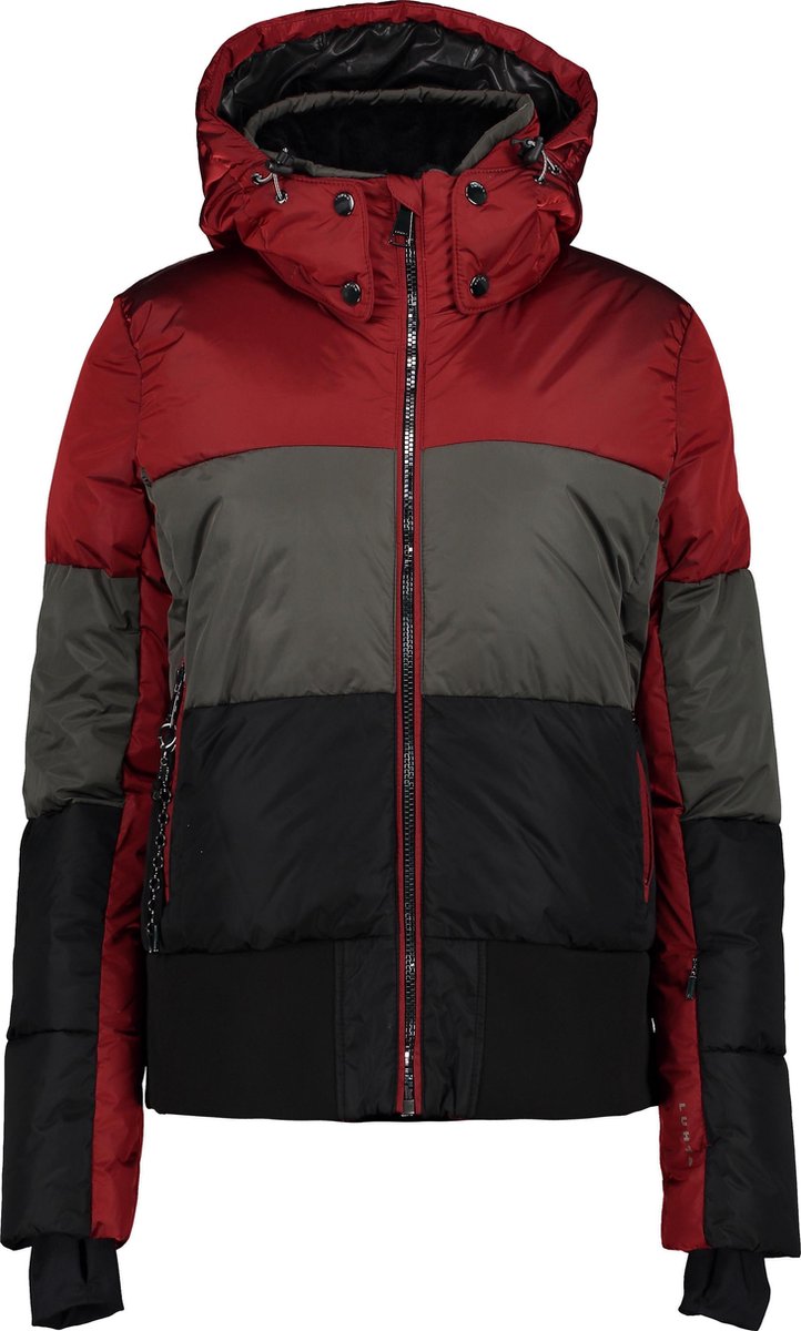 jacket, puffer, hooded, color-block, zipper