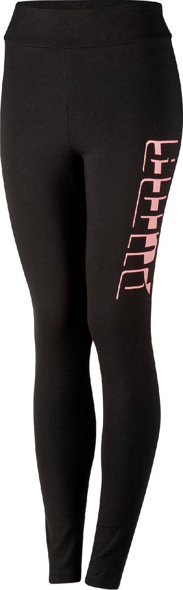 legging, zwart, roze logo, stretch, hoge taille
