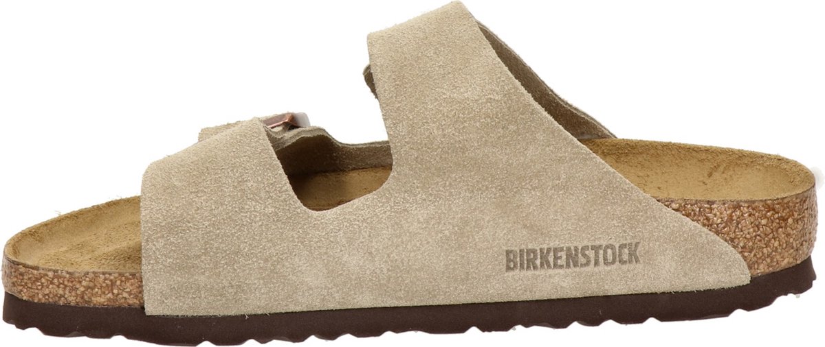 Birkenstock - 39 - Arizona SFB VL Narrow Dames Slippers - Taupe - Maat 39