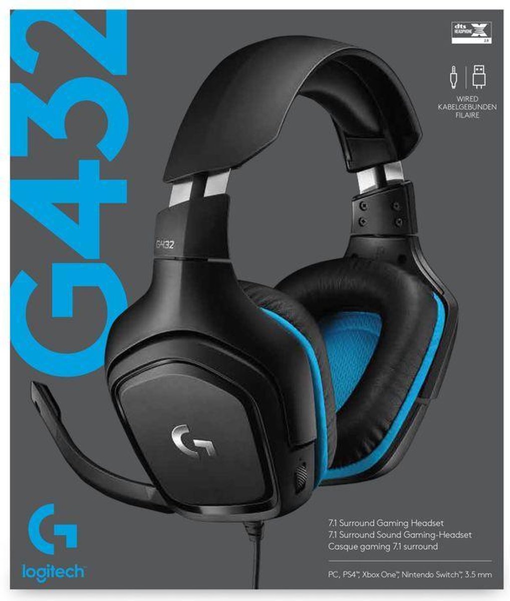 Logitech G432 - Gaming Headset - Zwart & Blauw - PC