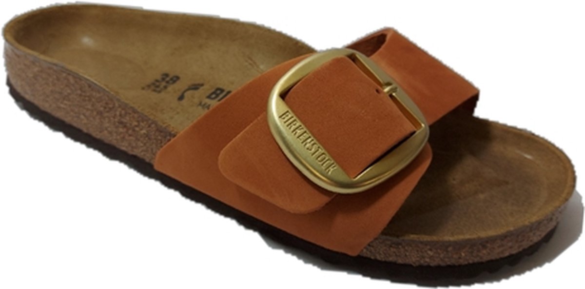 Birkenstock - maat 39-  Madrid Dames Slippers Pecan Nubuck Big Buckle Narrow-fit